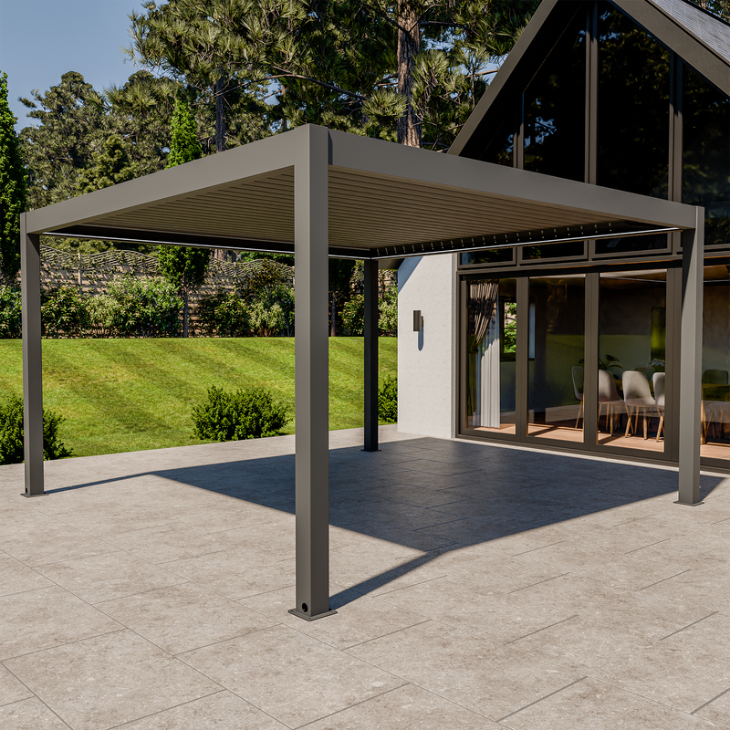 Bracken Outdoors Eclipse Plus 4m x 4m Grey Square Motorised Aluminium Garden Pergola with Lights - Image 2