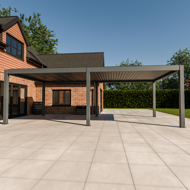 Bracken Outdoors Meridian 8m x 4m Motorised Grey Aluminium Garden Pergola with LED Lights - Image 2