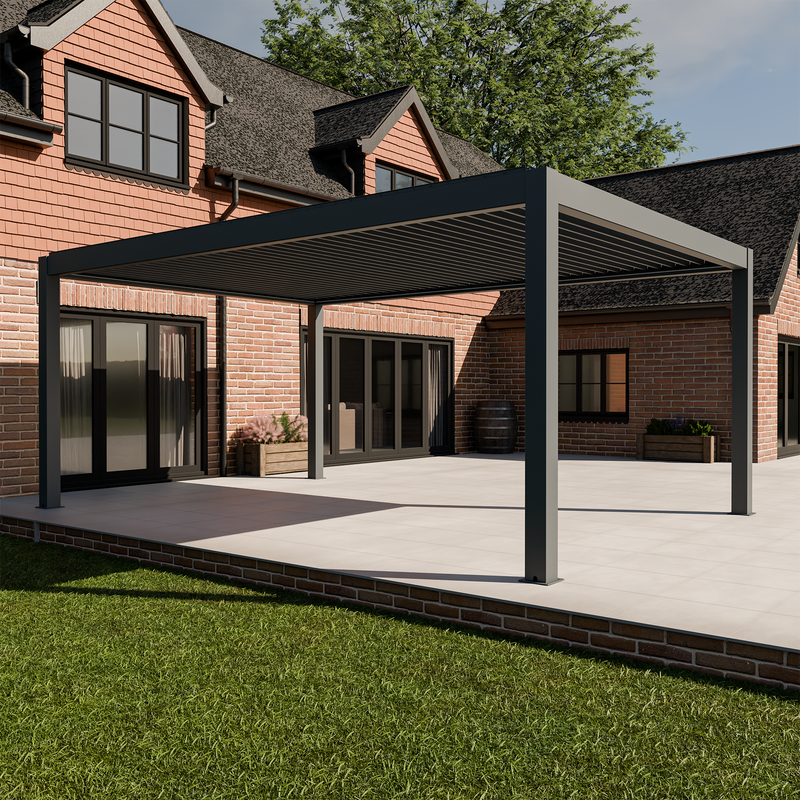 Bracken Outdoors Meridian 6m x 4m Grey Motorised Aluminium Garden Pergola with LED Lights - Image 2