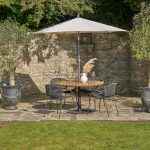 Platinum Riva 2.5m Round Crank and Tilt Champagne Garden Parasol