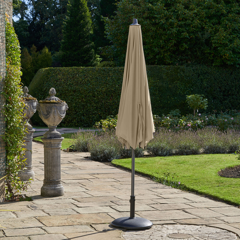 Platinum Riva 3m Round Crank and Tilt Champagne Garden Parasol - Image 3