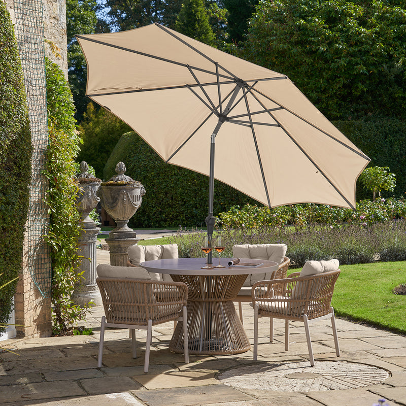Platinum Riva 3m Round Crank and Tilt Champagne Garden Parasol - Image 4
