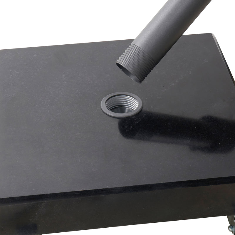 Platinum Rome 60kg Polished Black Granite Parasol Base with Wheels - Image 3