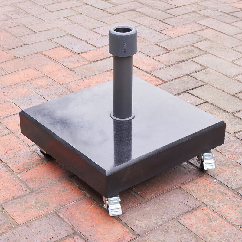 Platinum Rome 60kg Polished Black Granite Parasol Base with Wheels - Image 5