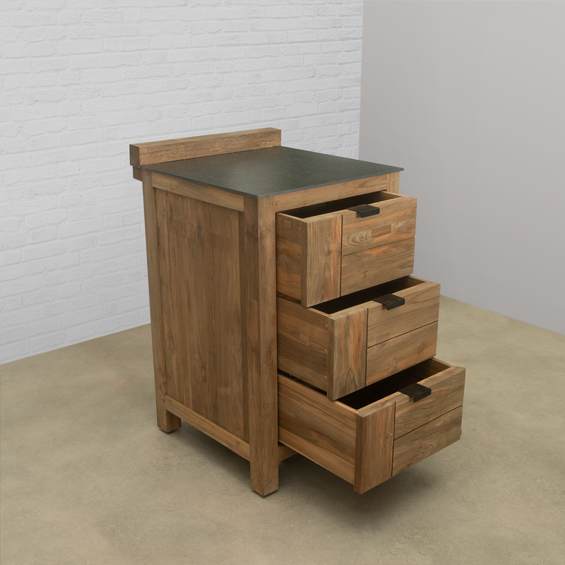 Draco Grills Teak 4 Burner Outdoor Kitchen with Modular Single Cupboard and Triple Drawer Unit - Image 10