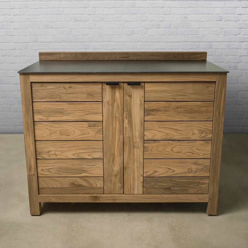 Draco Grills Teak Modular Outdoor Kitchen Double Door Cabinet with Ceramic Top - Image 2