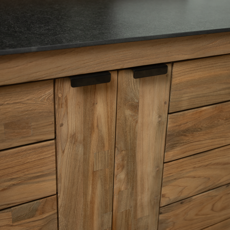 Draco Grills Teak Modular Outdoor Kitchen Double Door Cabinet with Ceramic Top - Image 3