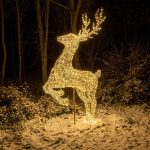Pre-Lit Giant Christmas Gold Laser Leaping Deer 2.9m with 8300 Warm White LED Micro-Lights