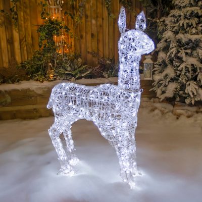 Christmas Reindeer Light - 98CM Soft Acrylic Light Up  Doe with 230 White LEDs