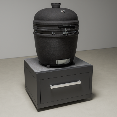 Draco Grills Fusion Outdoor Kitchen Black Low Cabinet with Kamado 27 Inch (69cm)