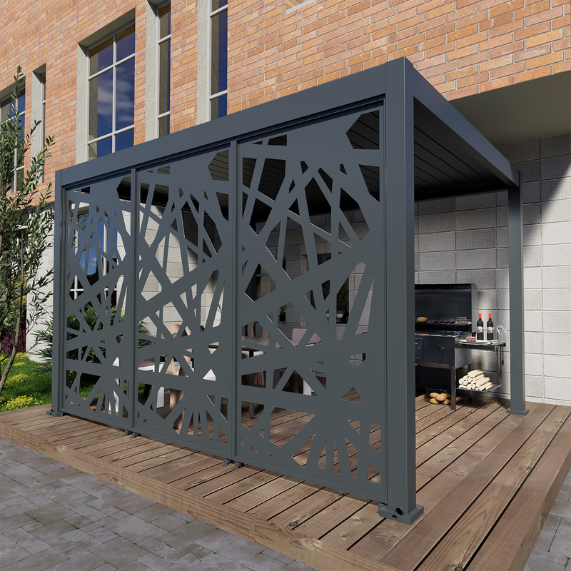 Bracken Outdoors Aluminium Laser Cut Spindle Screen for 3m Pergola