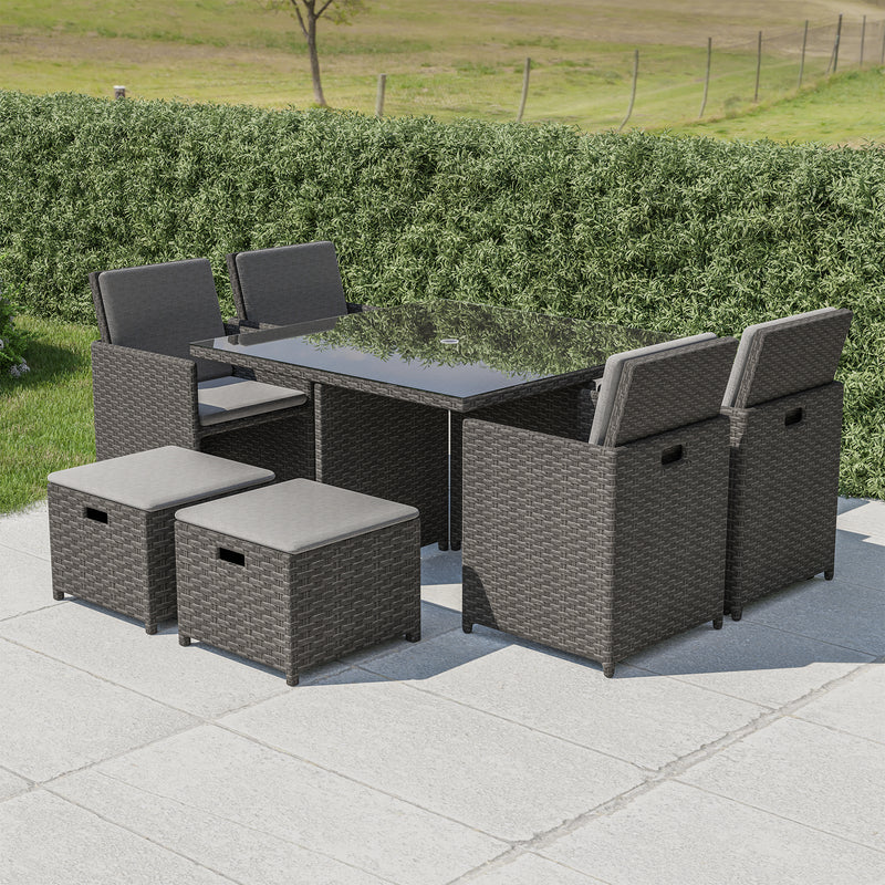 Bracken Outdoors Dakota Grand 4 - 8 Seater Rattan Garden Cube Set -Grey - Image 2