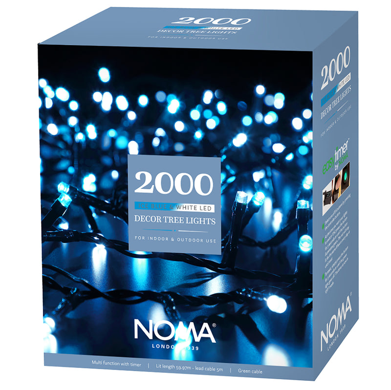 Noma Ice Blue Outdoor Decor Christmas Tree LED Lights With Green Cable 480, 720, 960, 2000 - Image 2