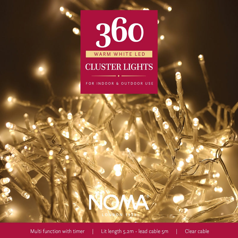 Noma Christmas 360, 960 Warm White Multifunction Cluster Lights with Clear Cable- - Image 2