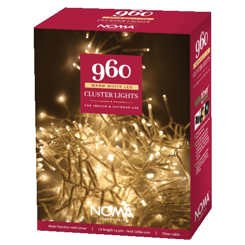 Noma Christmas 360, 960 Warm White Multifunction Cluster Lights with Clear Cable- - Image 3