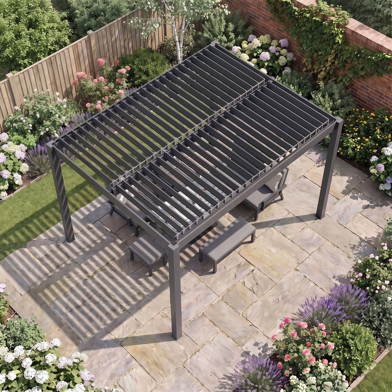 Bracken Outdoors Gemini 4m x 4m Grey Square Aluminium Garden Pergola - Image 3