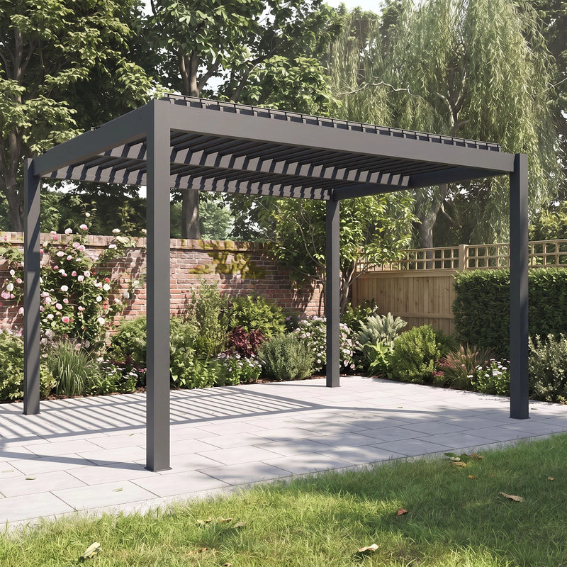 Bracken Outdoors Gemini 4m x 4m Grey Square Aluminium Garden Pergola - Image 4