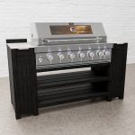 Draco Grills Teak Carbon Line 6 Burner Stainless Steel BBQ Cabinet with Ceramic Top