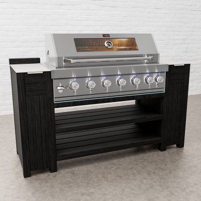 Draco Grills Teak Carbon Line 6 Burner Stainless Steel BBQ Cabinet with Ceramic Top