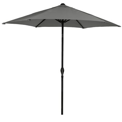 Bracken Outdoors Grey 3m Crank and Tilt Round Garden Parasol - Graphite Pole