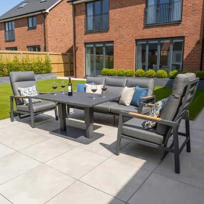 Bracken Outdoors Albany Aluminium Garden Furniture Lounge Sofa Set with Height Adjustable Table