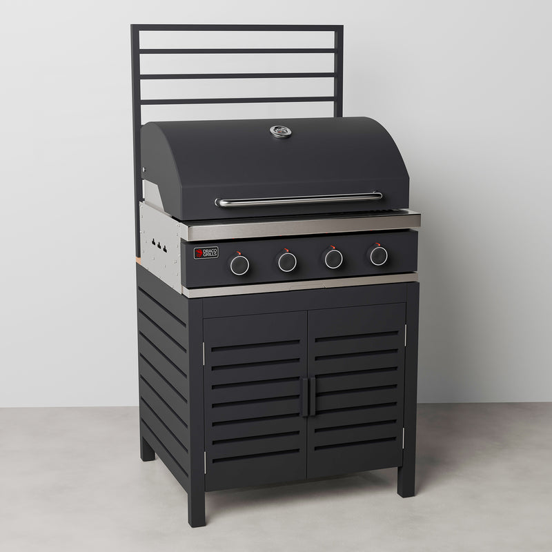 Draco Grills Scandic Modular 4 Burner Barbecue Cabinet with Double Shelf Unit - Image 7