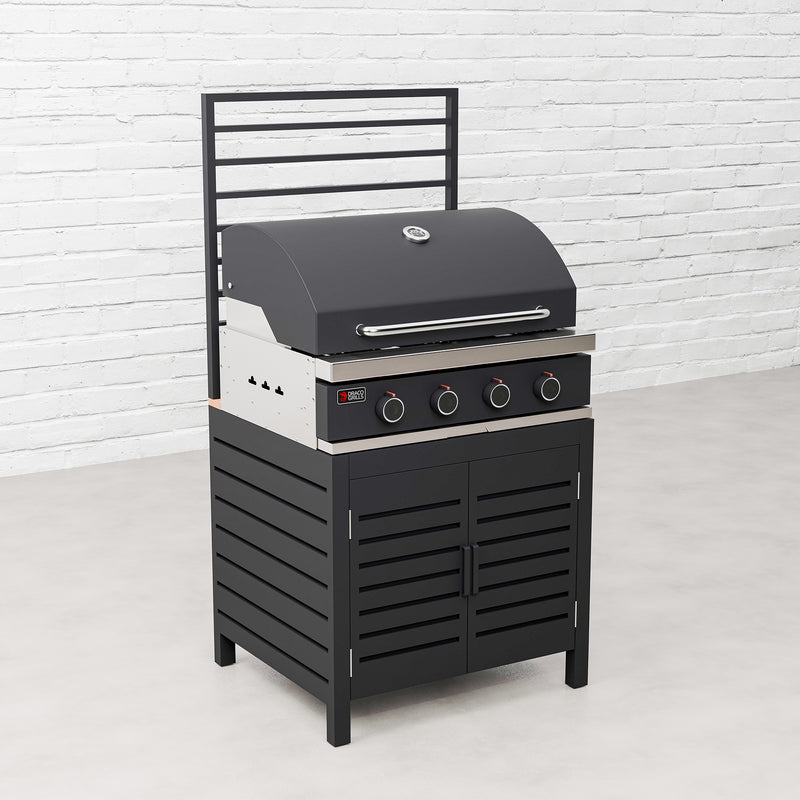 Draco Grills Scandic Modular 4 Burner Barbecue Cabinet with Double Shelf Unit - Image 10