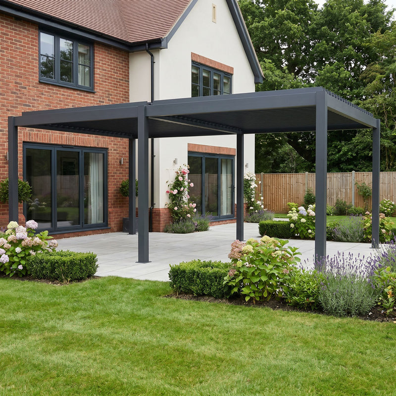 Bracken Outdoors Gemini 6m x 4m Grey Rectangular Aluminium Garden Pergola