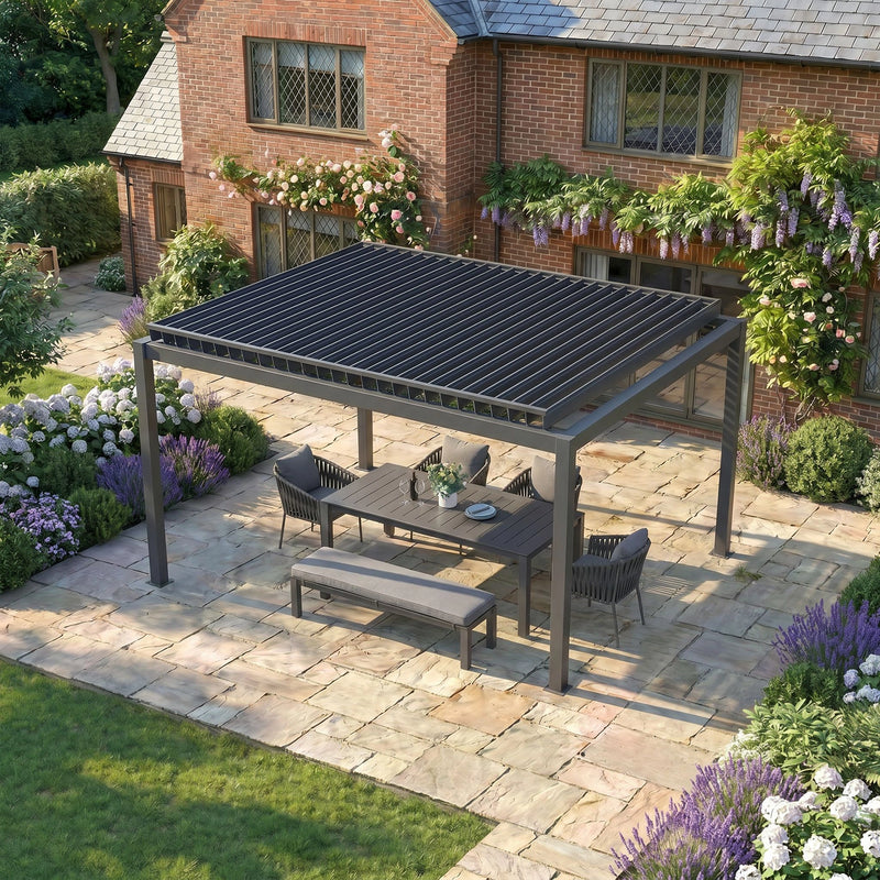 Bracken Outdoors Luna 3m x 4m Anthracite Grey Metal Rectangular Garden Pergola - Image 8