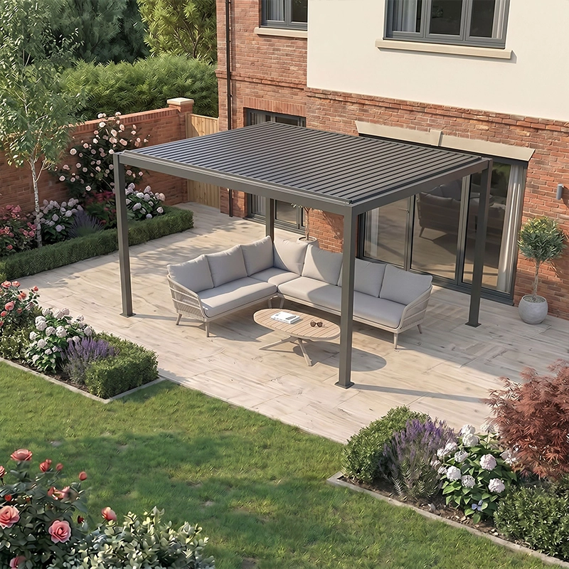 Bracken Outdoors Luna 3m x 4m Anthracite Grey Metal Rectangular Garden Pergola - Image 2