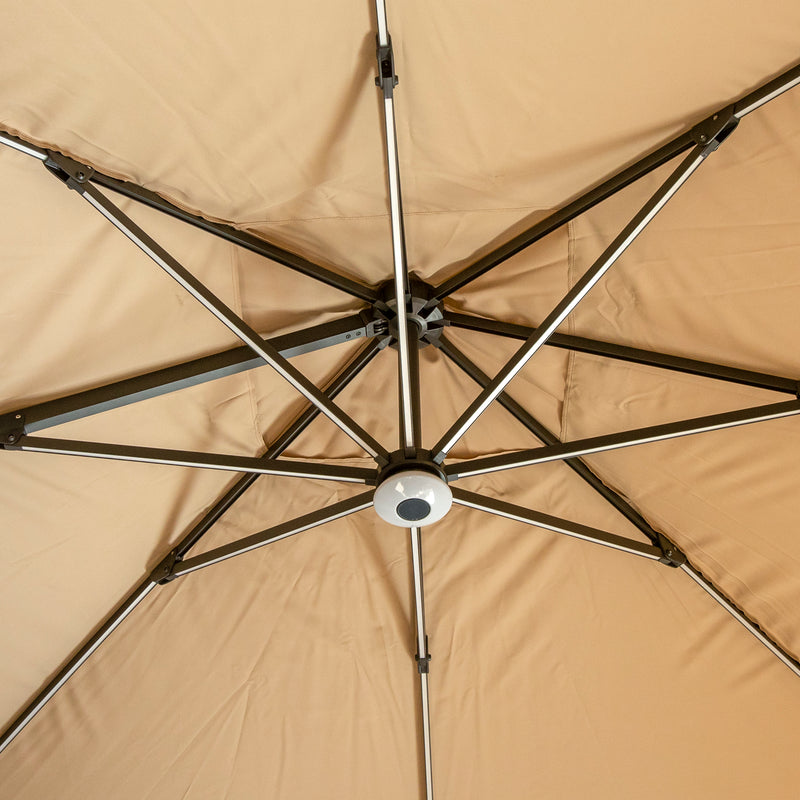 Bracken Outdoors Napoli Sand 3m x 3m Square Cantilever Parasol With LED Lights - Image 6