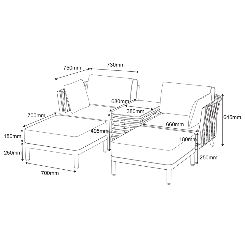 Bracken Outdoors Maldives Rope Sunbed and Sofa Garden Furniture Set - Image 4