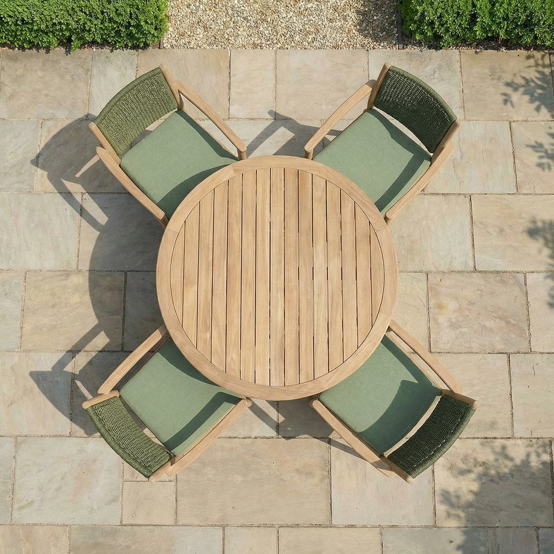 Bracken Outdoors Tetbury Acacia Wood and Rope 4 Seat Round Dining Set - Image 3