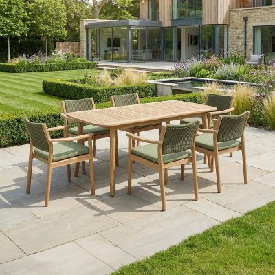Bracken Outdoors Tetbury Acacia Wood and Rope 6 Seat Rectangular Dining Set