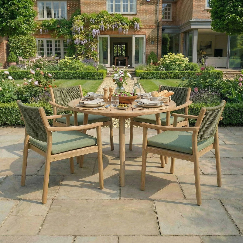 Bracken Outdoors Tetbury Acacia Wood and Rope 4 Seat Round Dining Set - Image 7
