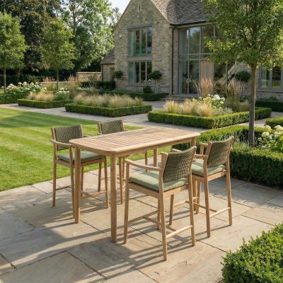 Bracken Outdoors Tetbury Acacia Wood and Rope 4 Seat Bar Table Garden Furniture Set