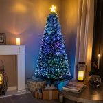 2ft - 7ft Green Fibre Optic Christmas Tree with Multi Coloured Fibre Optic Lights