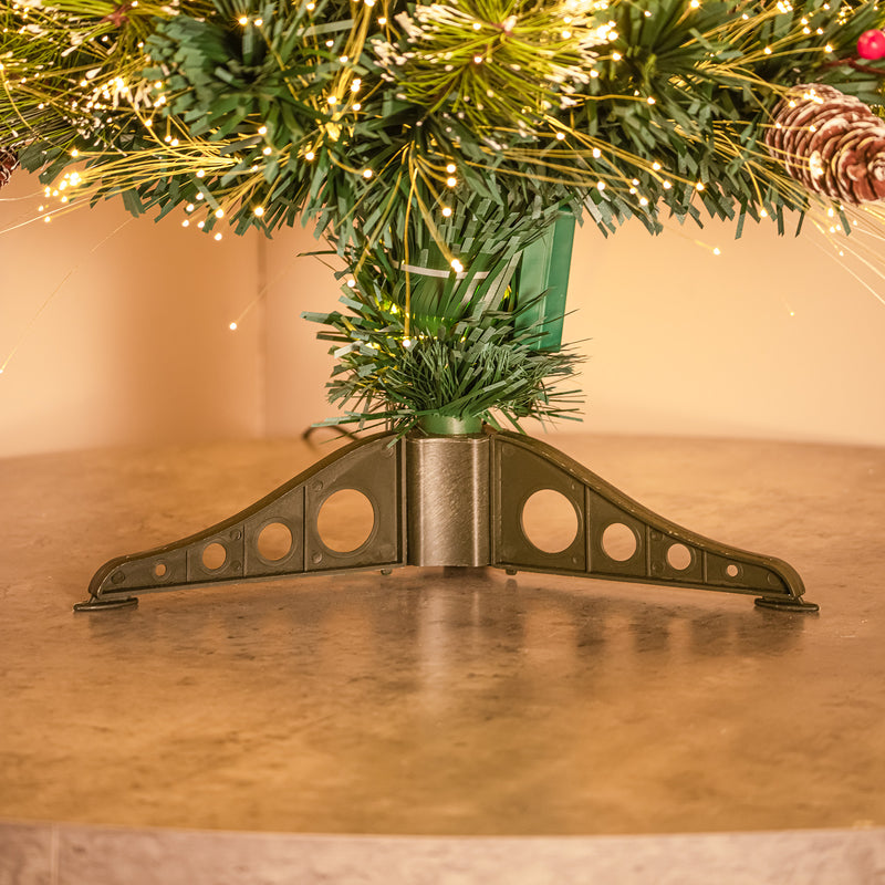 Green Fibre Optic Christmas Tree 3ft - 7ft with Berries, Cones and Warm White LED Stars - Image 15