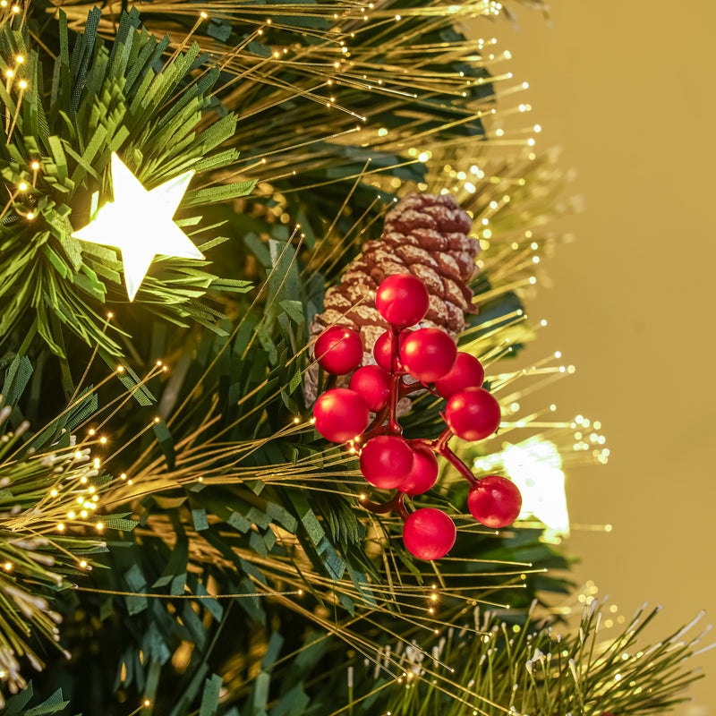 Green Fibre Optic Christmas Tree 3ft - 7ft with Berries, Cones and Warm White LED Stars - Image 12