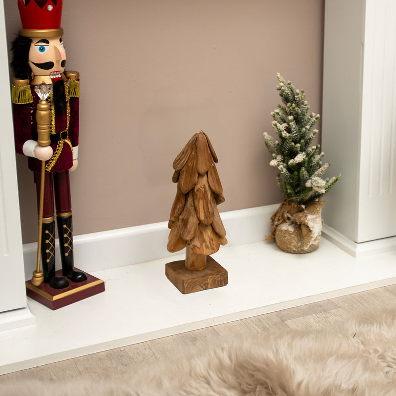 Natural Teak Wooden Christmas Tree - 30cm - Image 3