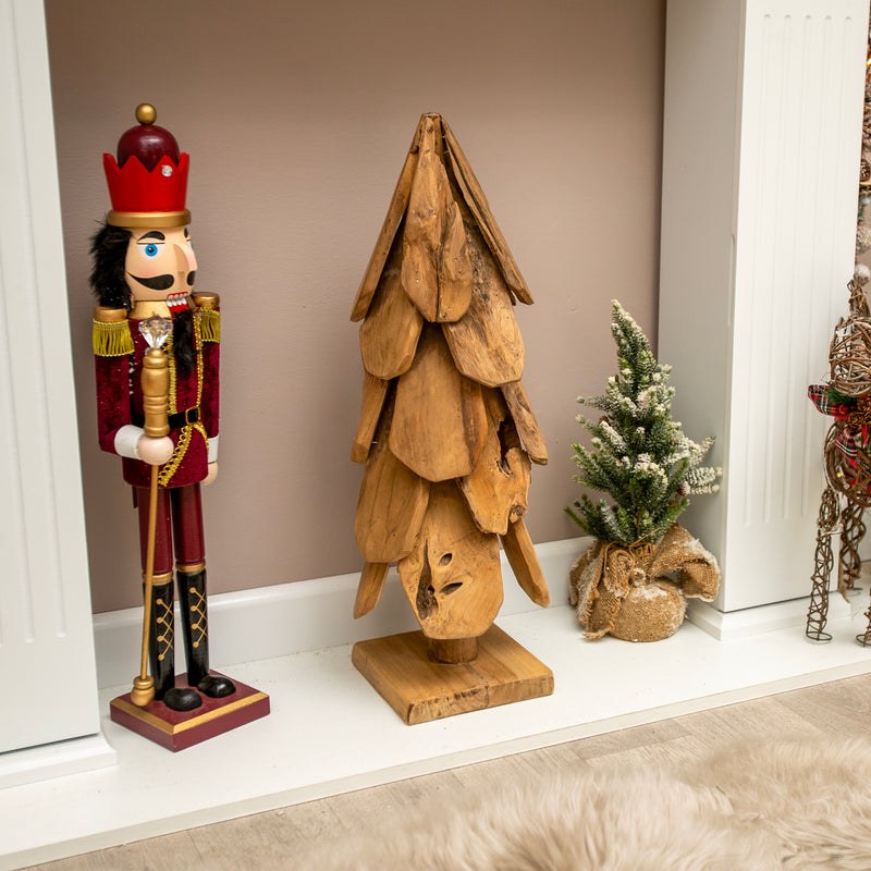 Natural Teak Wooden Christmas Tree - 60cm - Image 2
