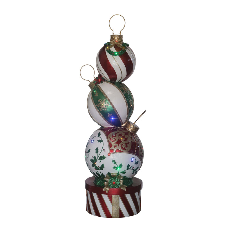 5ft Multi-Coloured Christmas Bauble Stack with Multicoloured LED Lights - Image 5