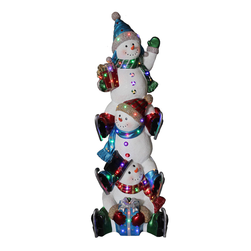 5ft Christmas Snowman Stack with Multicoloured LED Lights - Image 6