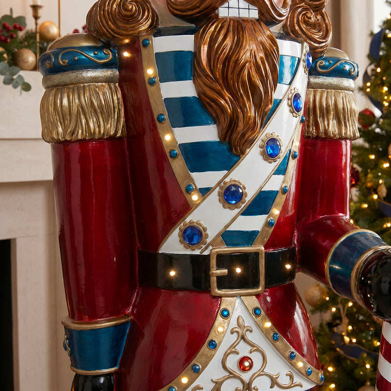 6ft Traditional Jewelled Extra Large Soldier Nutcracker Red and Blue with Warm White LED Lights - Image 10