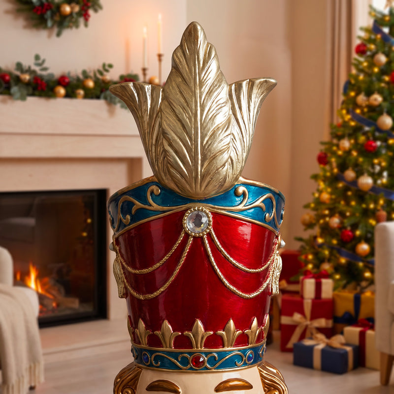 6ft Traditional Jewelled Extra Large Soldier Nutcracker Red and Blue with Warm White LED Lights - Image 7