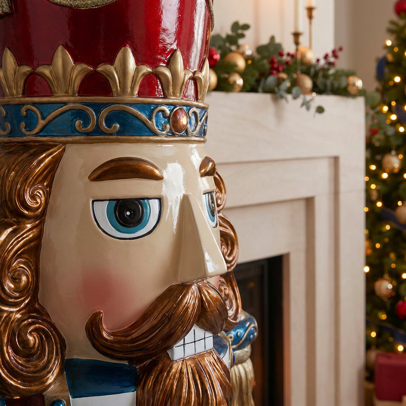 6ft Traditional Jewelled Extra Large Soldier Nutcracker Red and Blue with Warm White LED Lights - Image 9