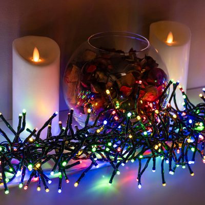 Multi-Coloured Multi-Function Christmas Cluster Lights with Green Cable 360, 480, 720, 960, 2000 LEDs