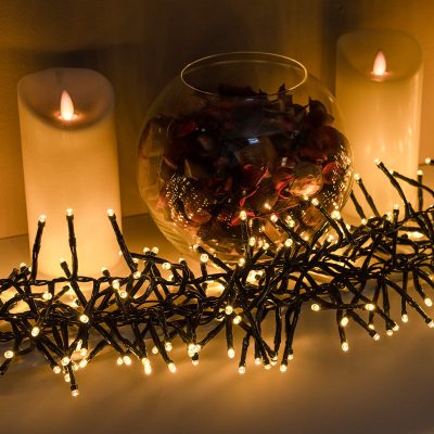 Warm White Multi-Function Christmas Cluster Lights with Green Cable 360, 480, 720, 960, 2000 LEDs
