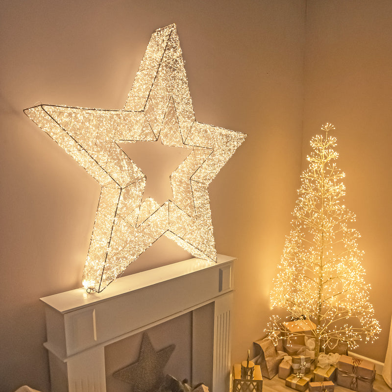 Pre-Lit Christmas Gold Light-Up Star 114cm with 15,000 Warm White LED Micro-lights - Image 2