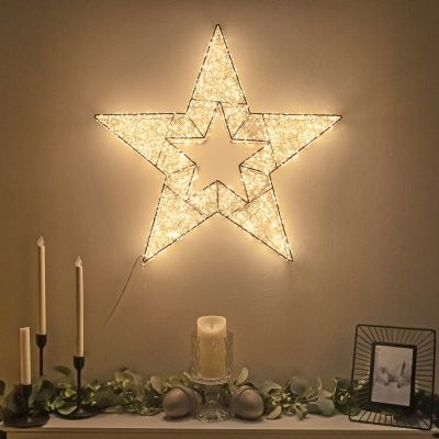 Pre-Lit Christmas Gold Lit Star 57cm with 6000 Warm White LED Micro-lights